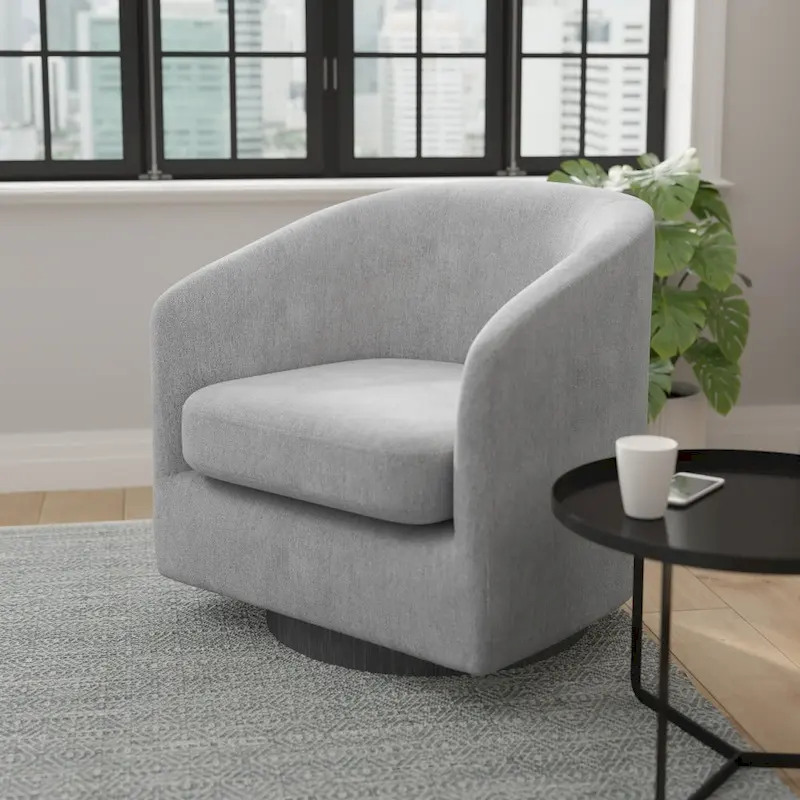 Barrel Accent Chair with 360 Swivel Vinyl Wrapped Base