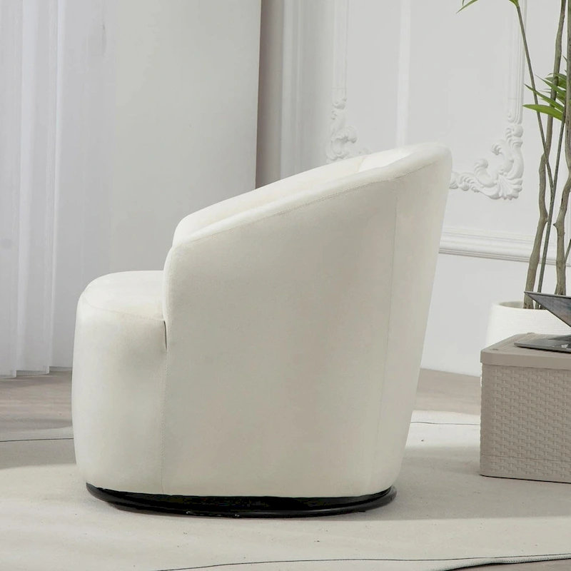 Accent Chair with Barrel-shaped Design and 360 Degree Swivel Feature