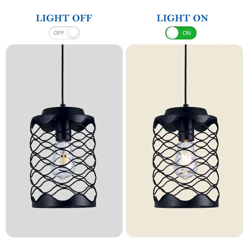 CurveCurio 7  Wave Design Matte Black Modern Industrial Pendant Light Single Light-E26 Base - 7  * 7  * 14