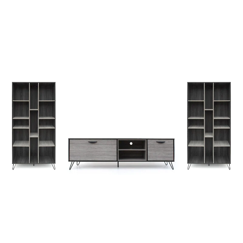 3-pc. Grey Faux Wood Entertainment Center Set