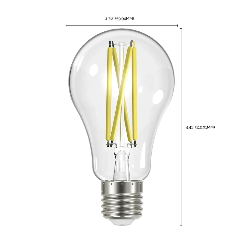 12.5 Watt A19 LED 100 Watt Replacement Clear Medium base 3000K 120 Volt 4-Pack