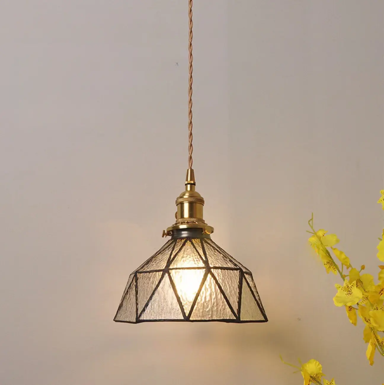 Modern Geometric Glass LED Hanging Pendant Light