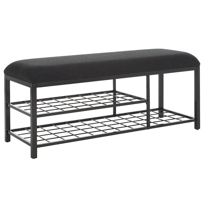 SAFAVIEH Yael Open Shelf Bench with Cushion - 42  W x 15  D x 18  H - 42Wx15Dx18H