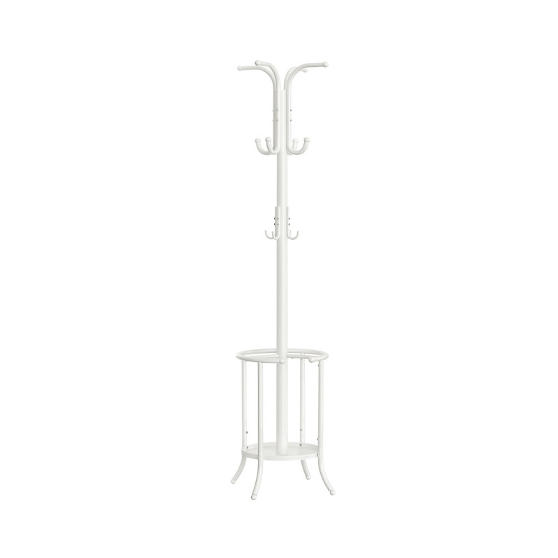 Modern Tall Freestanding Coat Rack with Metal Frame and Umbrella Holder for Home and Office - 15.7