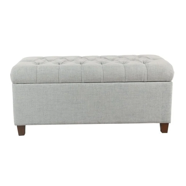 Light Blue Button Tufted Storage Bench – 1-Seat