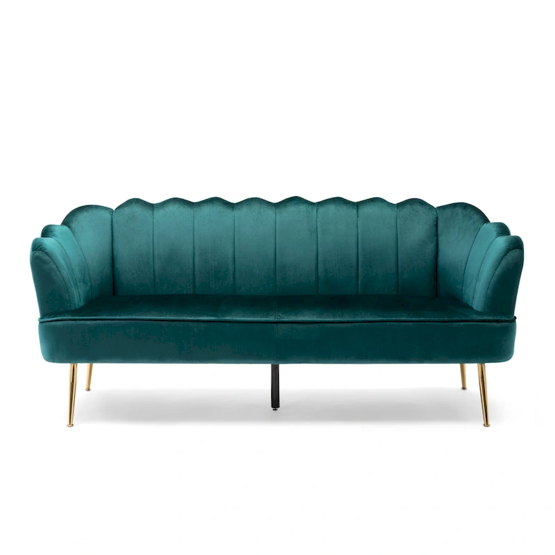 Reitz Glam Velvet Shell 3 Seater Sofa by Christopher Knight Home - 76.25 L x 29.25 W x 33.50 H