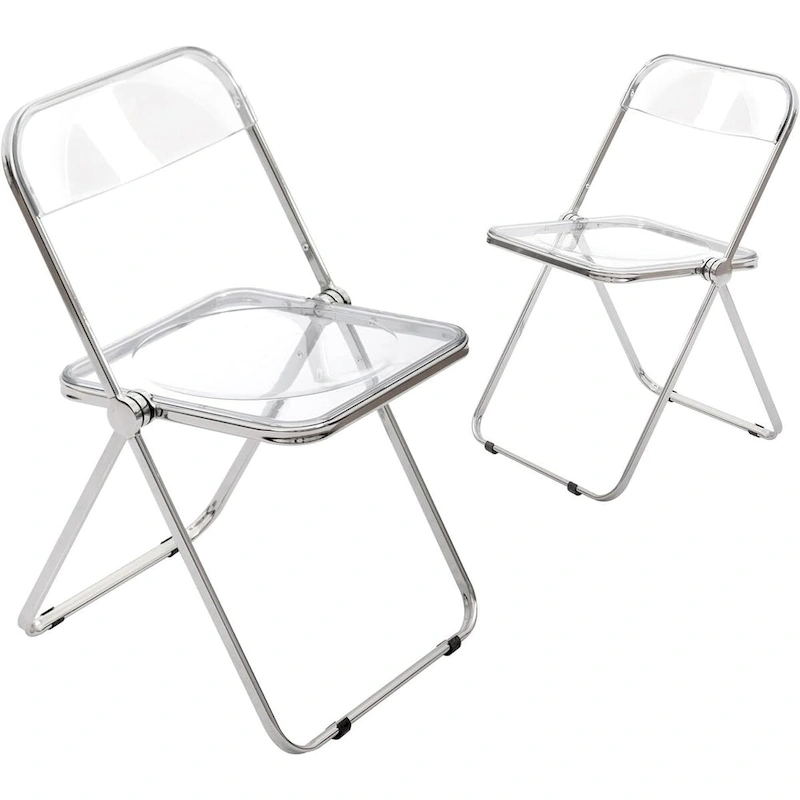 Modern Acrylic Stackable Folding Dining Chair (Set of 2) Transparent