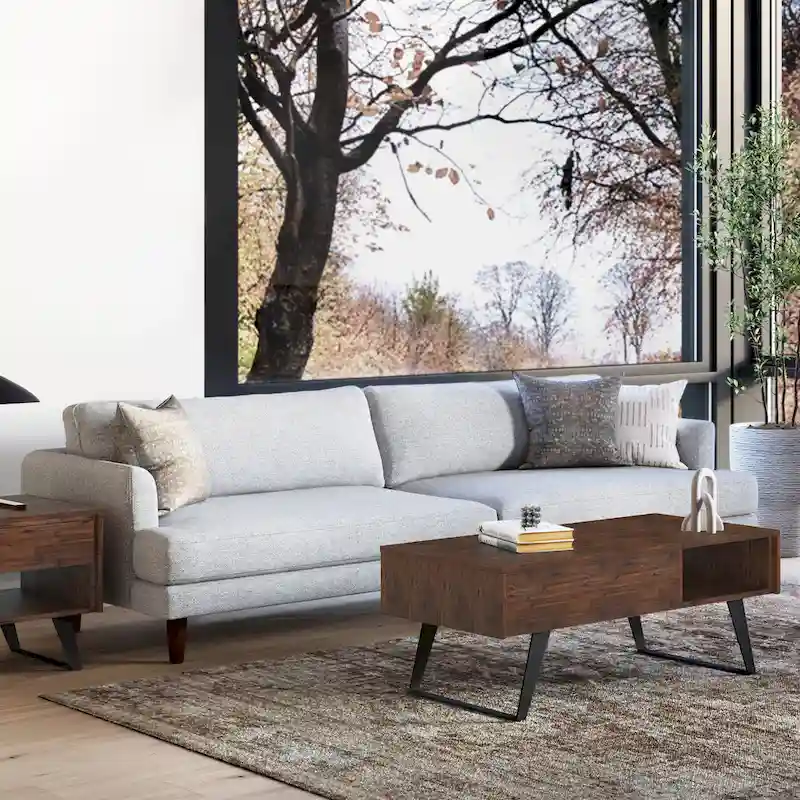 90-Inch Mid-Century Modern 3-Seater Sofa – Mist Grey / Charcoal Grey / Caramel Brown / Sienna