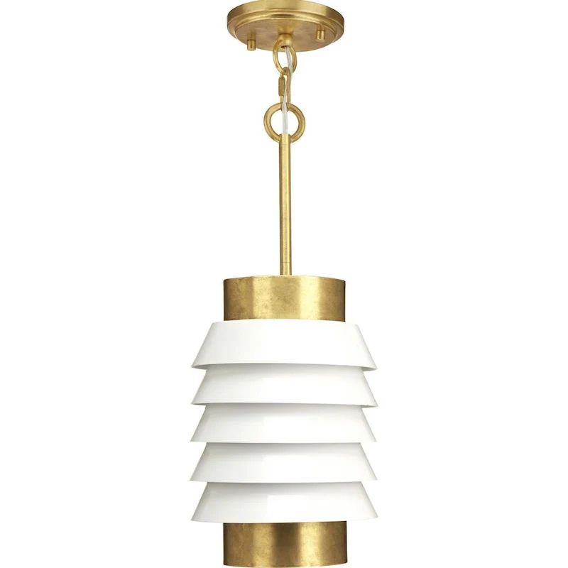 POINT DUME Onshore Collection Brushed Brass Pendant - 8 in x 8 in x 13 in