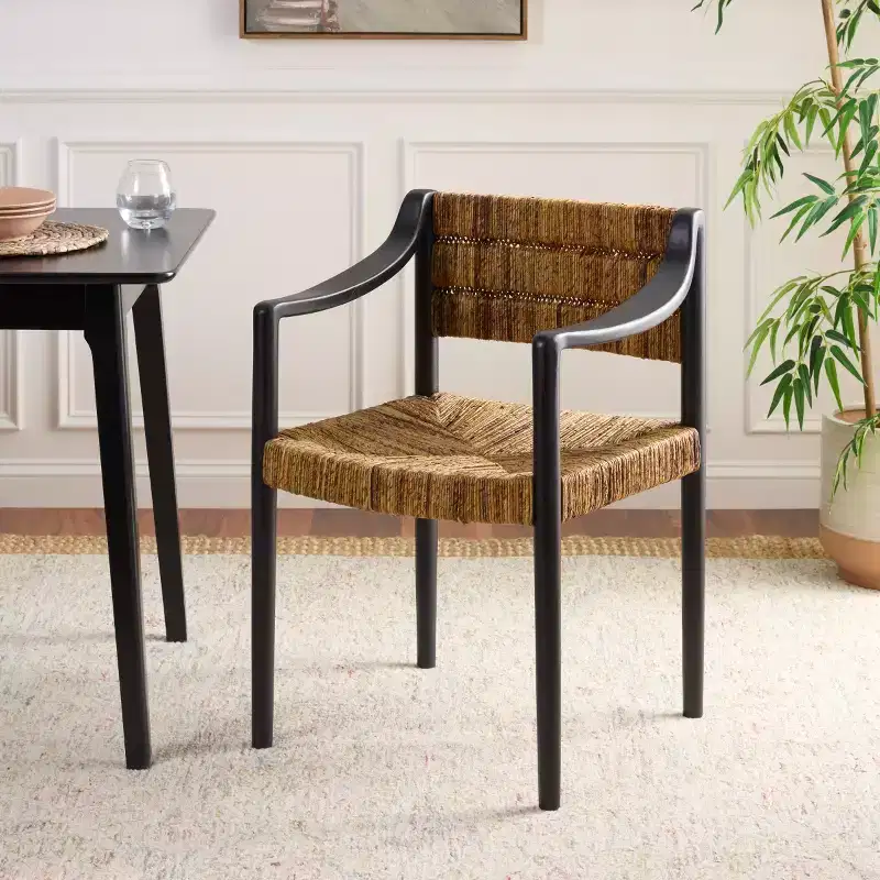 Aksel Arm Dining Chair - DCH1214 - Banana Natural/Black - Safavieh