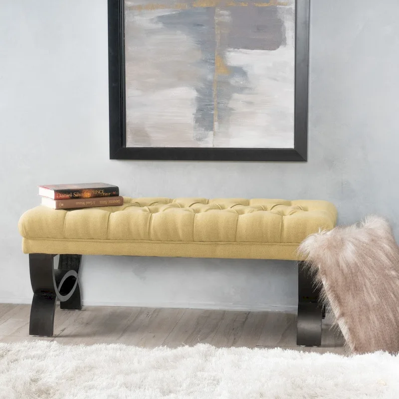 Scarlette Tufted Fabric Ottoman Bench by Christopher Knight Home - 41.00 L x 17.25 W x 16.75 H