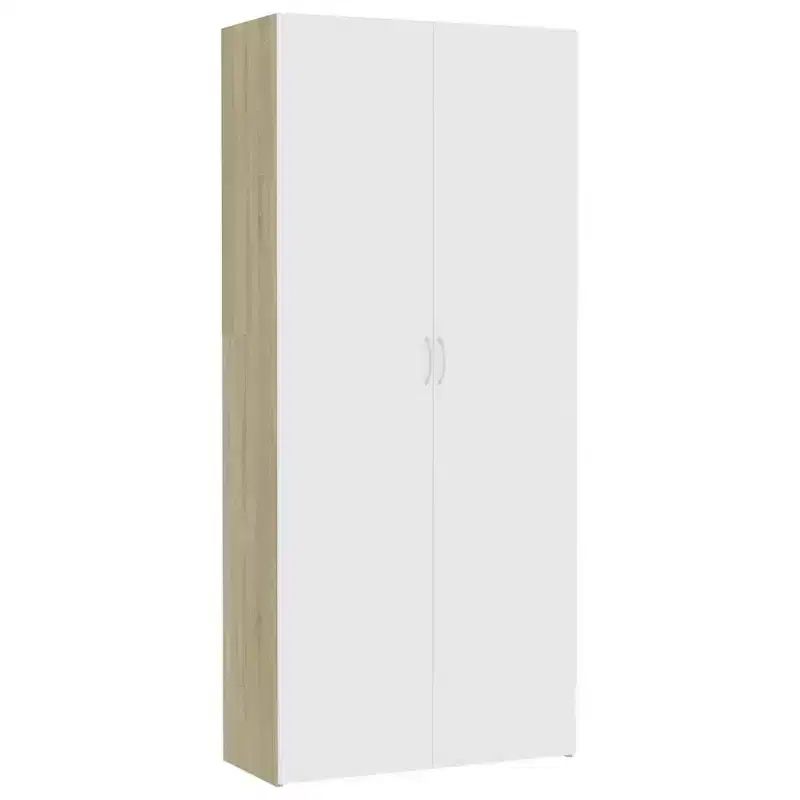 vidaXL Storage Cabinet White and Sonoma Oak Engineered wood