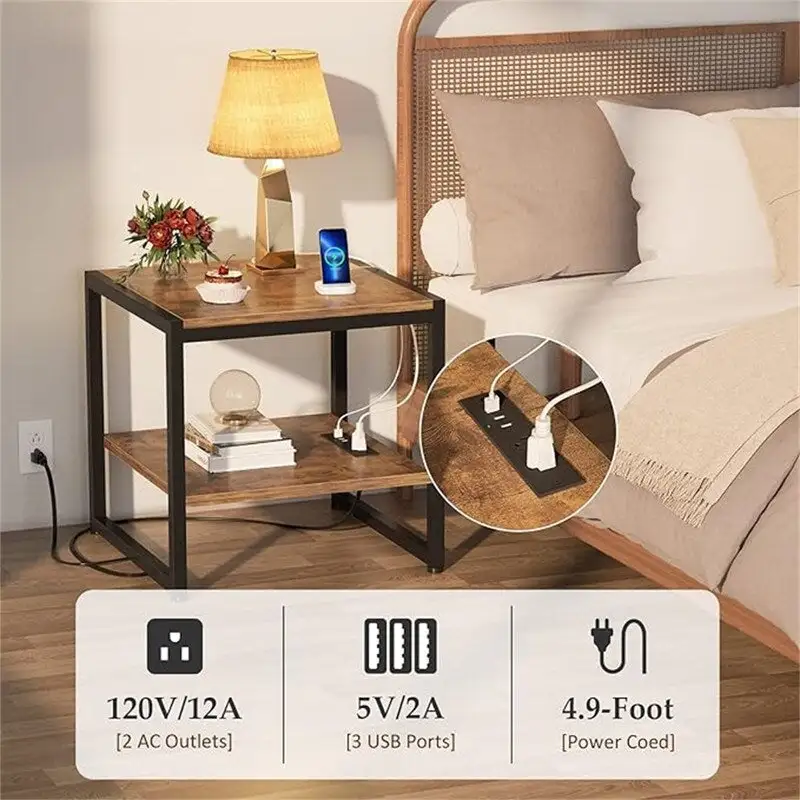 End Table with Charging Station - 20D x 20W x 20.7H