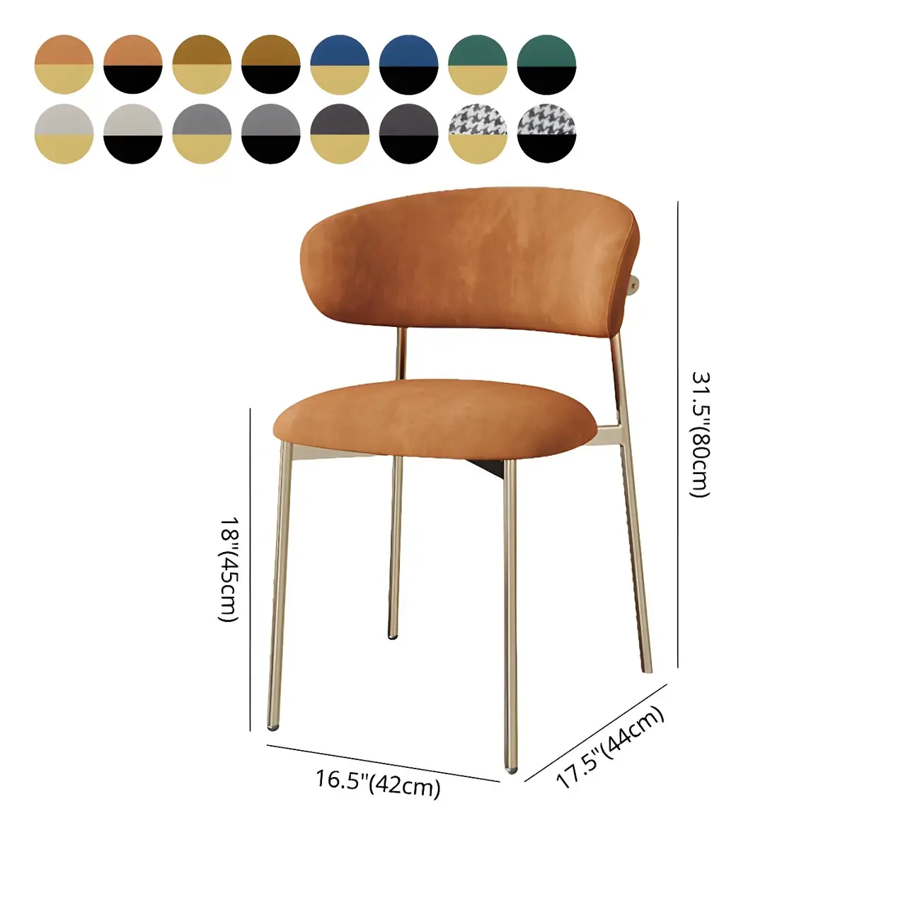 Scandinavian Velvet Upholstered Dining Room Chairs Set of 4