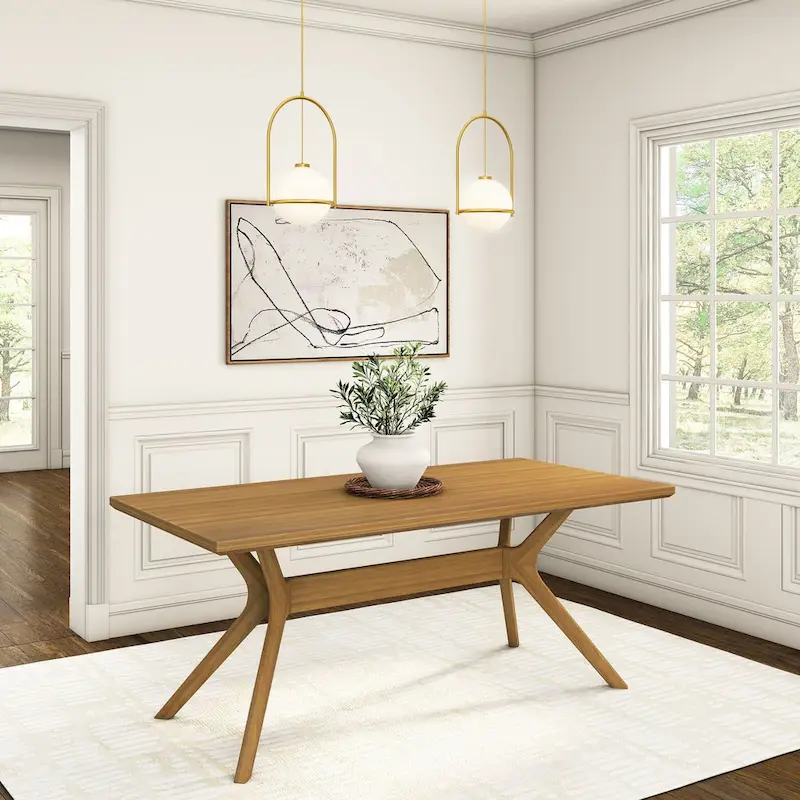 72 inch Solid Pine Rectangular Dining Table with Cross-Leg Base