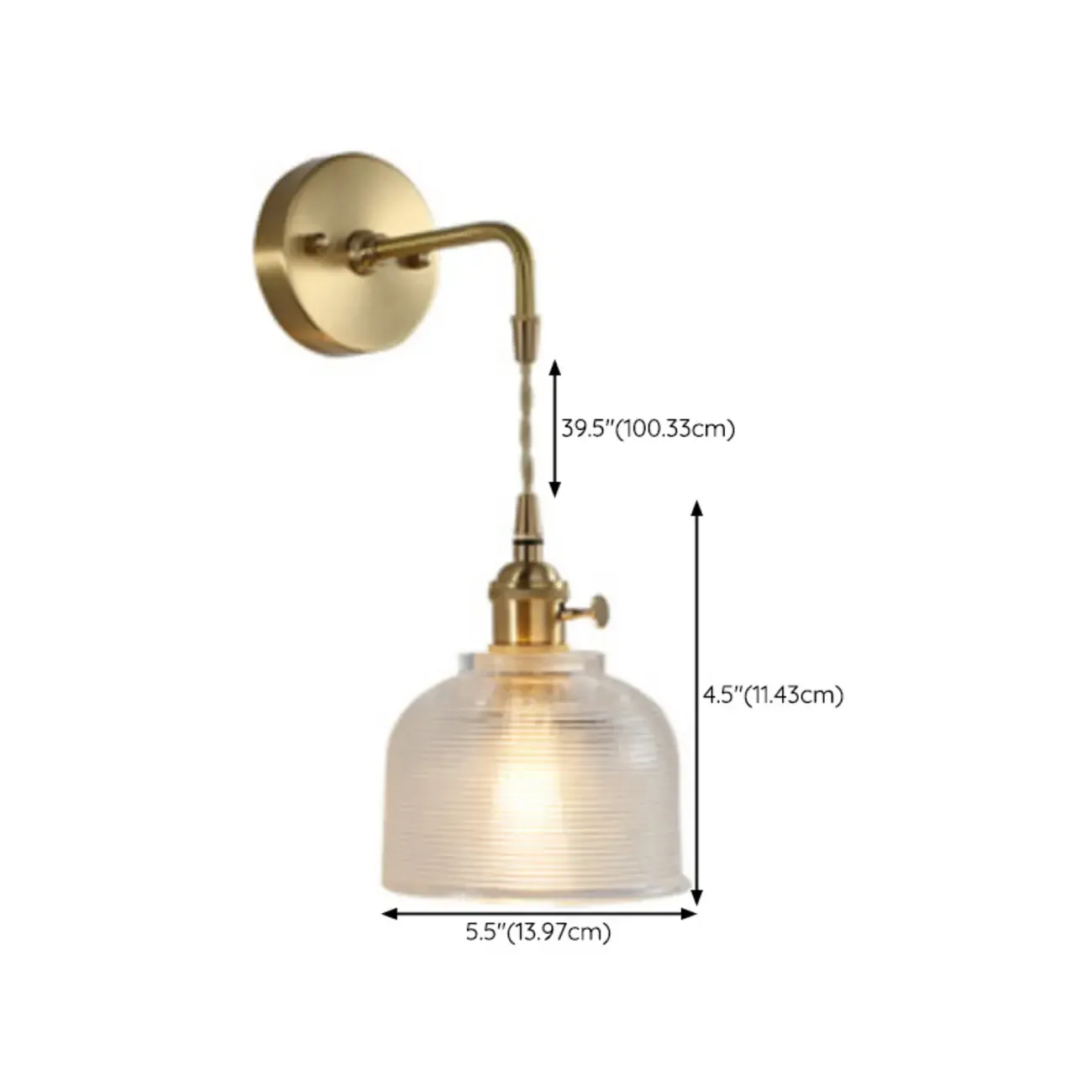 Elegant Cylinderial Gold Glass Wall Sconce