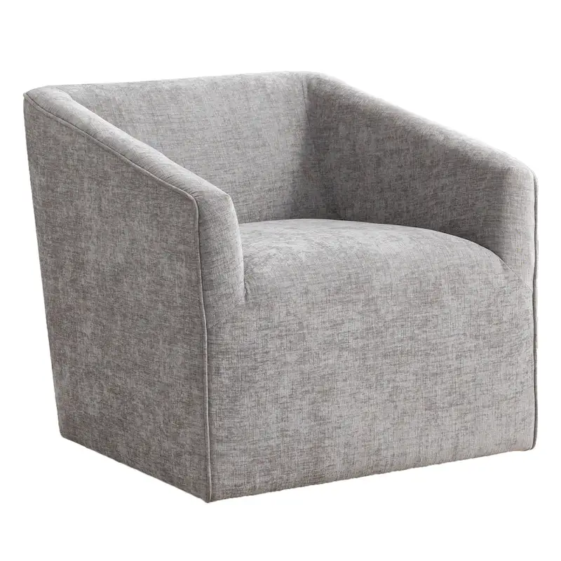 31 Chenille Upholstered Barrel Arm Chair with Swivel Base