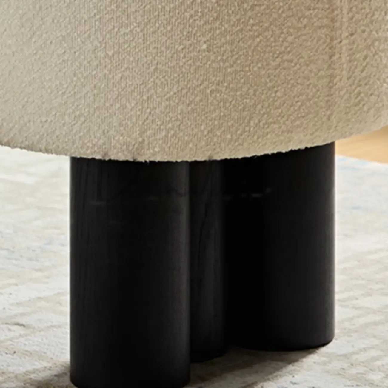 Simple White Upholstered Oval Bedroom Bench