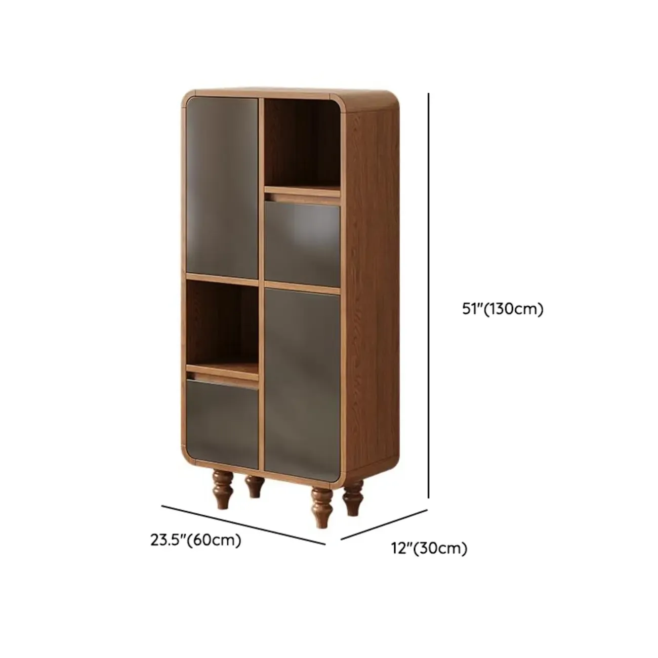 Mid-Century Modern Wooden Vertical Display Bookcase