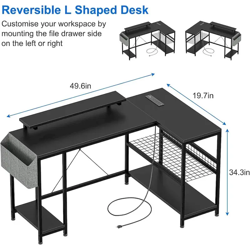 Small Gaming Desk with Power Outlets