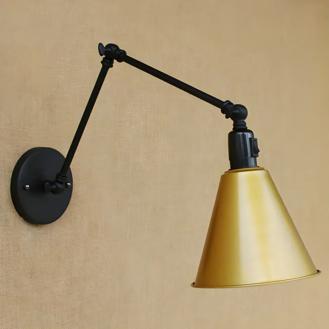 1-Light Cone Metal Swing Arm Wall Light