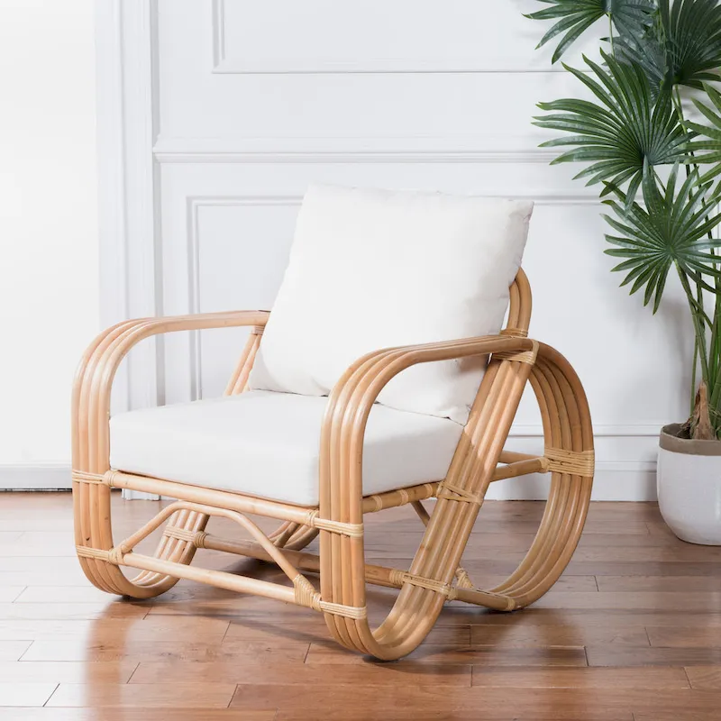 Rattan Accent Chair with Cushion - 30W x 33D x 29H
