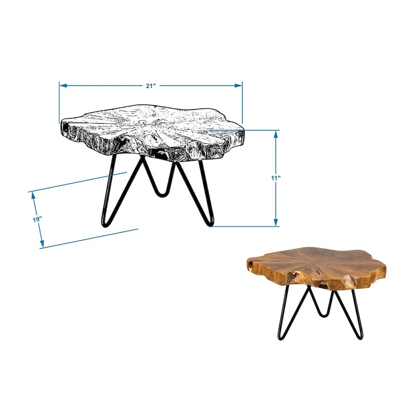 Live Edge Teak Riser With Iron Base by East at Main