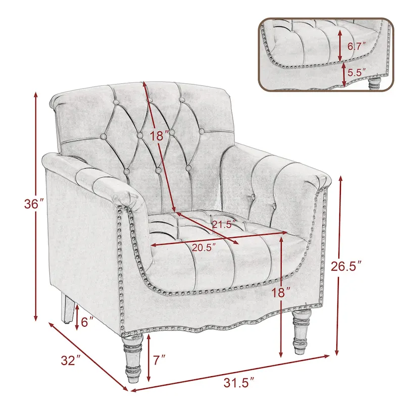 Tufted Vegan Leather Accent Chair Upholstered Armchair