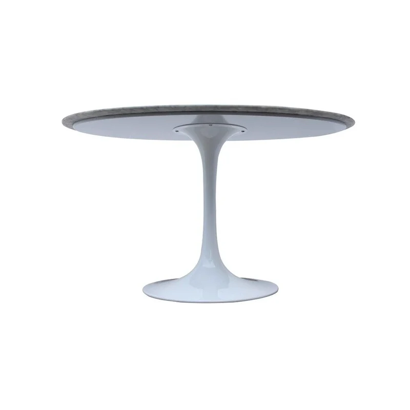 White Carrara Marble Rectangular Dining Table with Pedestal Base