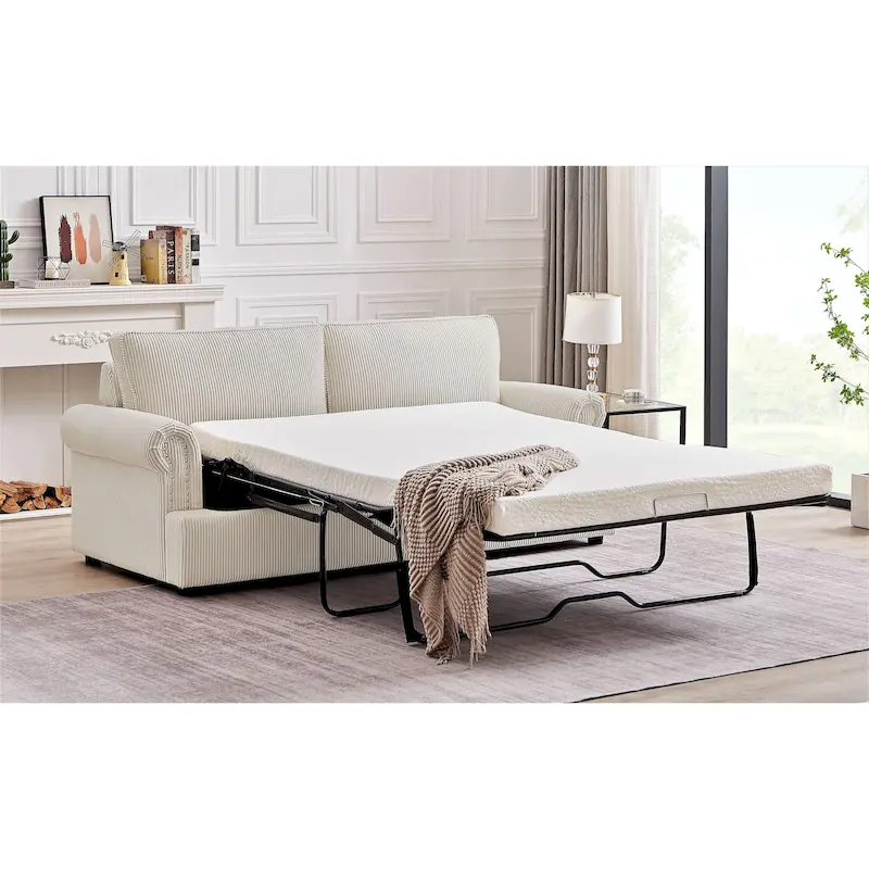 Viviana 76 inch Polyester Round Arm Sleeper Sofa