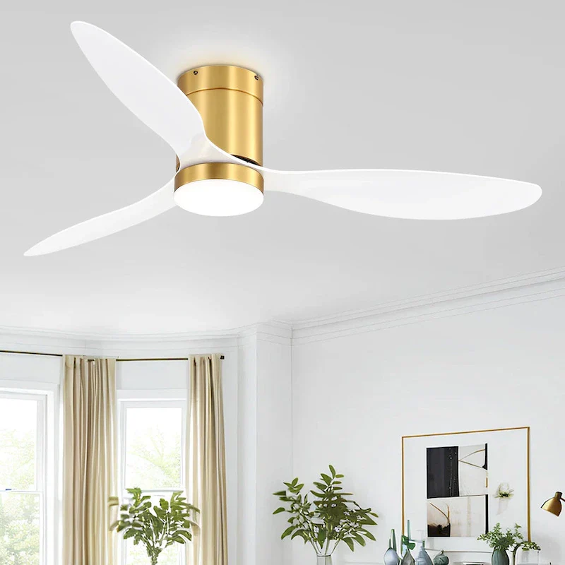 52-in LED Indoor Flush Mount Ceiling Fan with Light Remote (3-Blade)