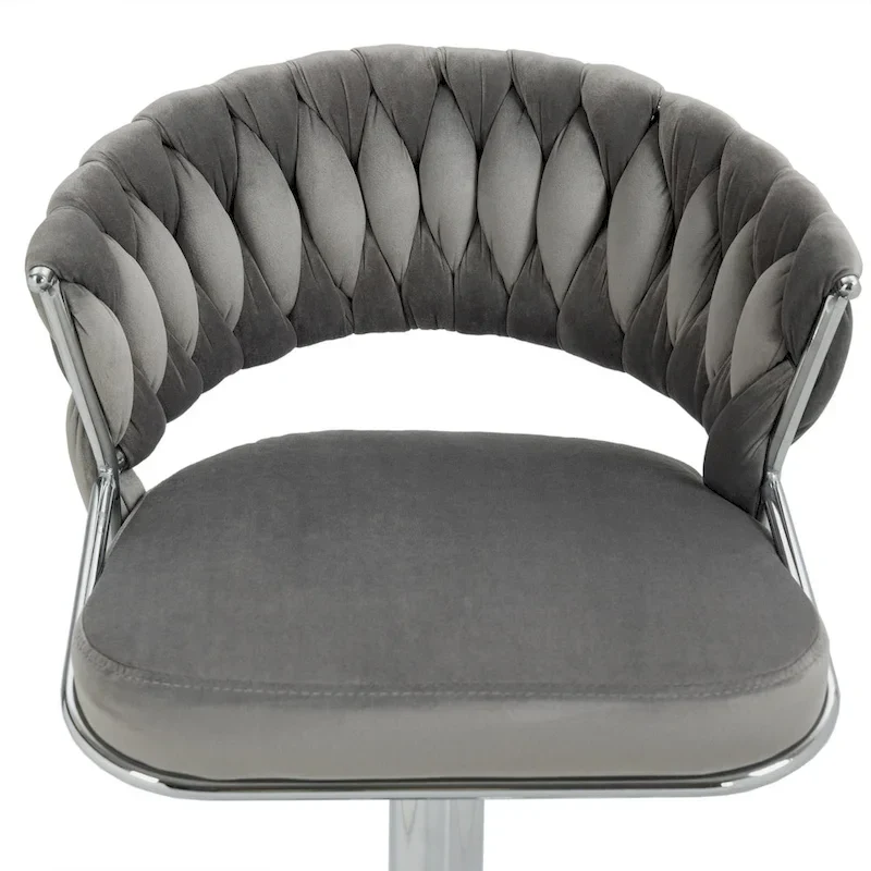 Set of 4 Bar Stool Adjustable Height with Swivel Seat