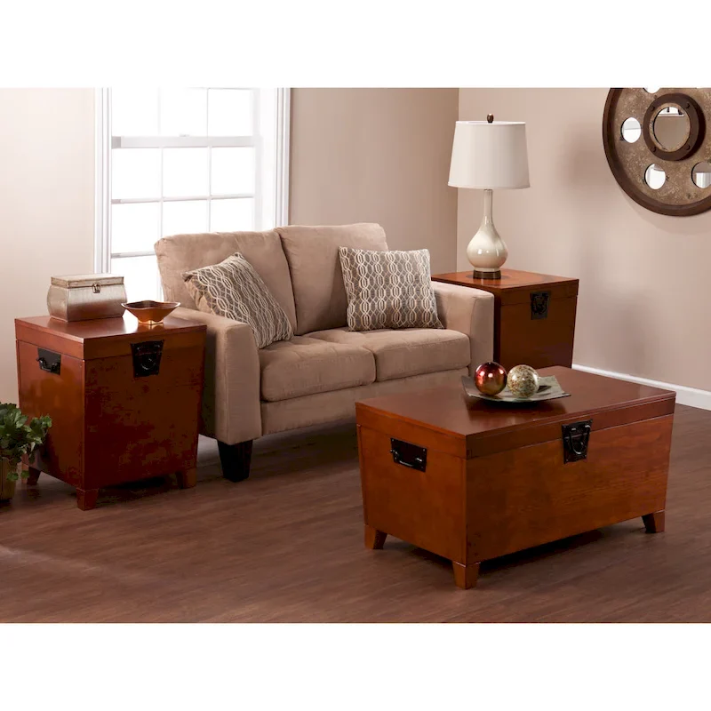 Oak Wood Trunk Coffee Table with Storage