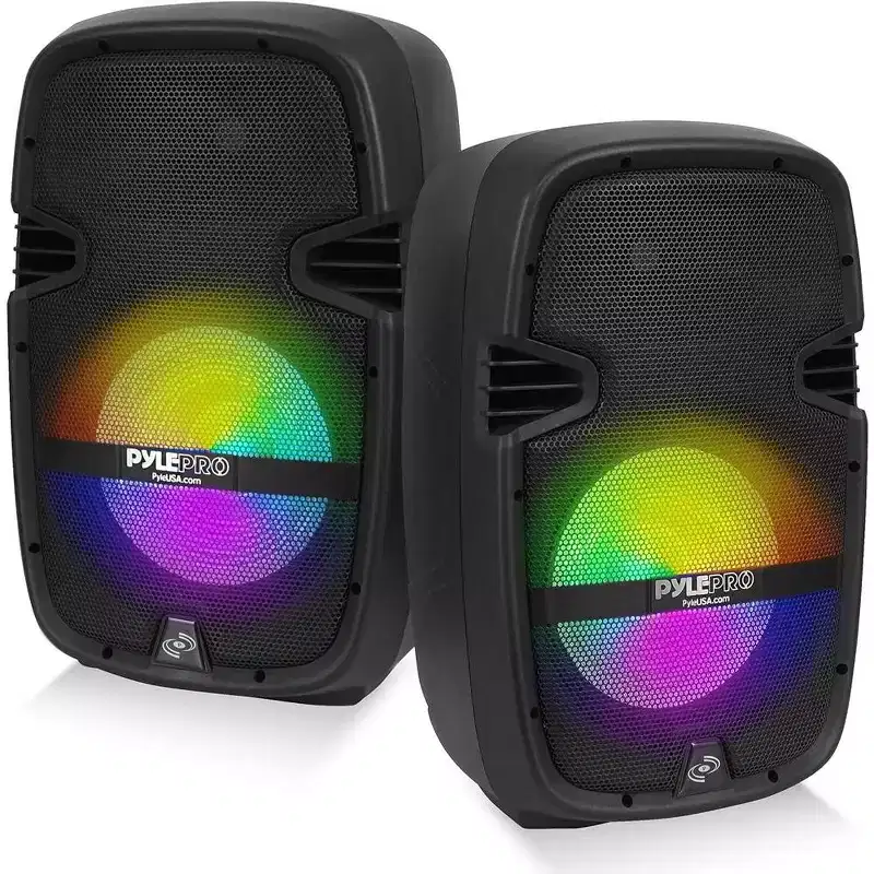 Pyle 10 Bluetooth PA Speaker & DJ Mixer Kit with LED Lights, 8-Ch. Mixer, and Microphone - PPHP210AMX