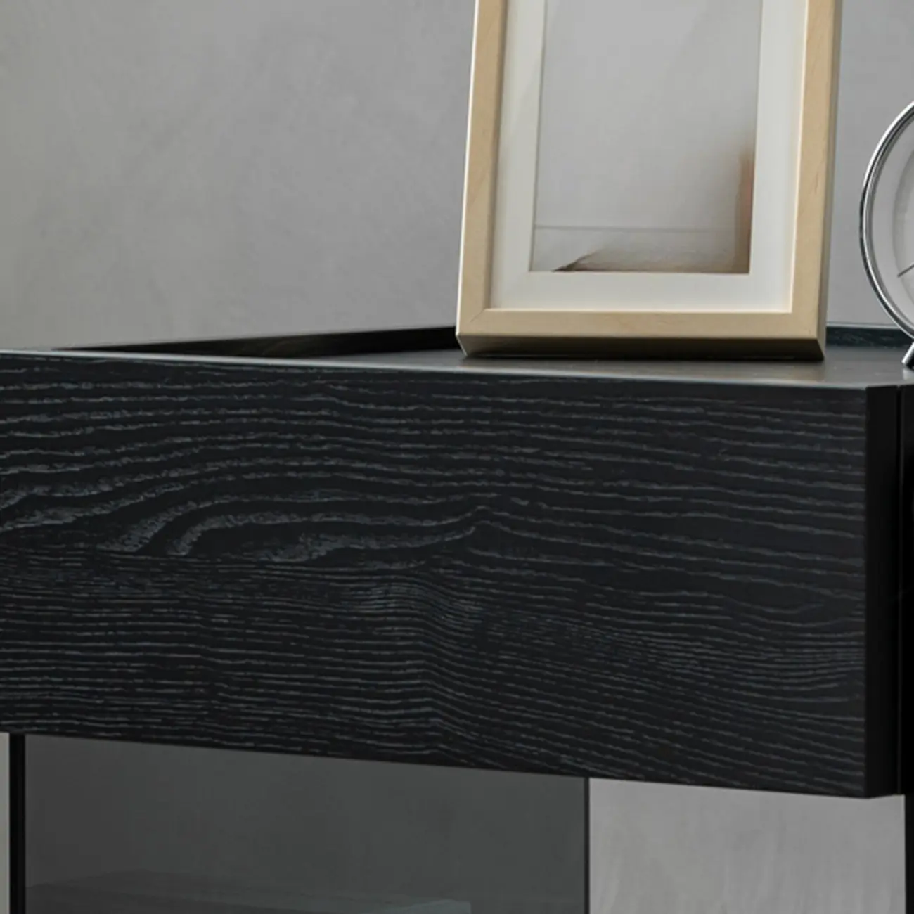 Modern Pine Wood 2 Drawer Nightstand with Lighting