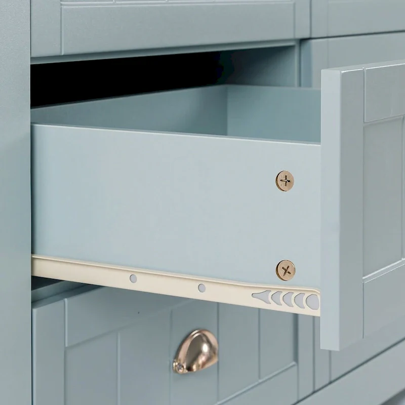 Modern Drawer Dresser with Solid Wood Frame and Retro Shell Handle