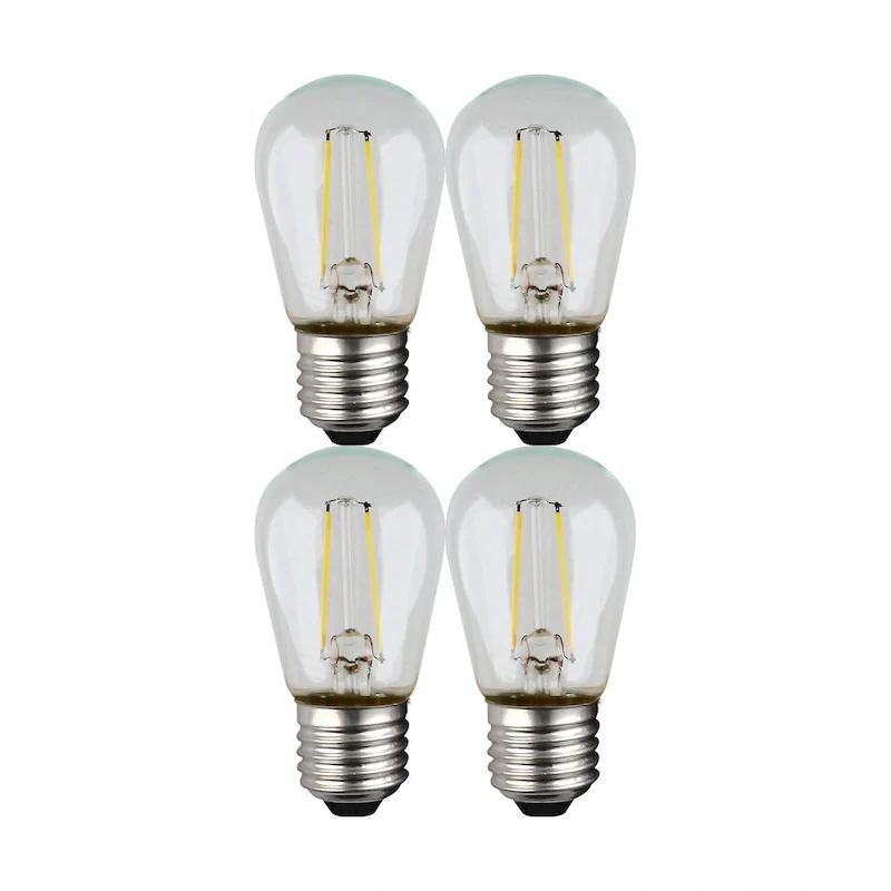 S14 LED String Light Replacement Bulb 2200K 120 Volt Replacement 4-pack - Clear