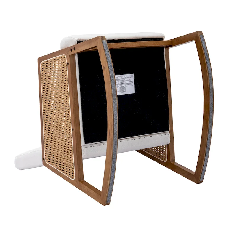 SEYNAR Modern PU Leather Rocking Chair with Rattan Arms