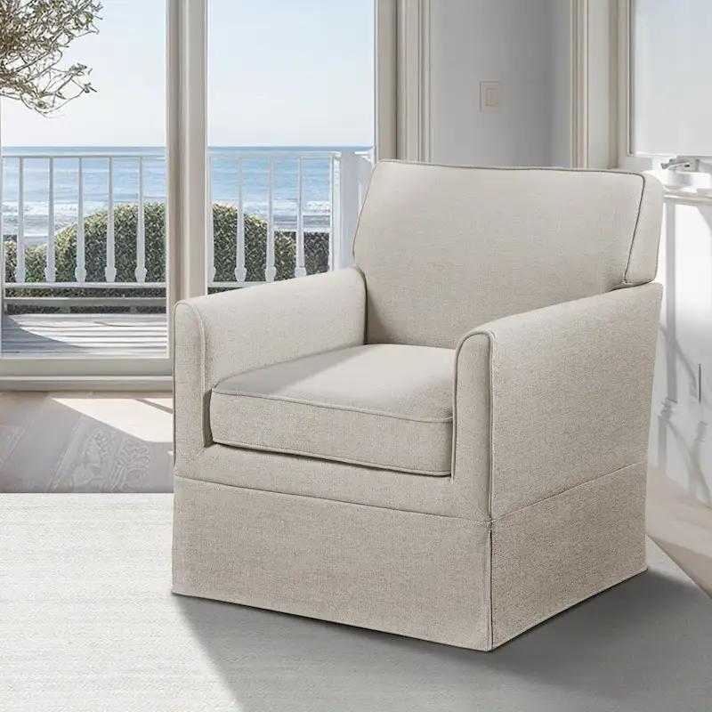 Slipcover Track Arm Accent Chair – Ivory / Cream / Light Taupe / Light Blue – 1-Seat