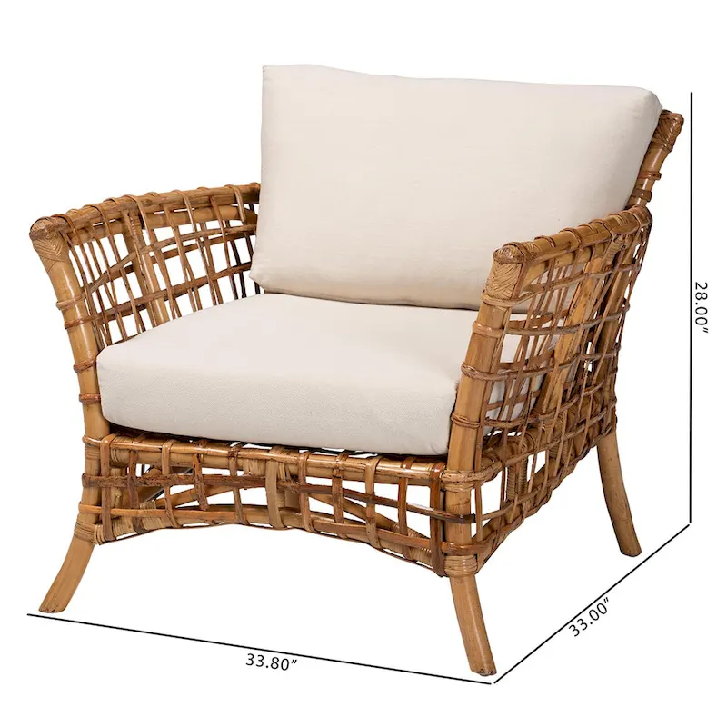 bali & pari Babette Modern Bohemian Natural Brown Rattan Arm Chair