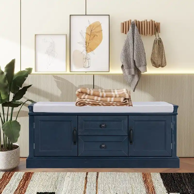 Shoe stool, 2 drawers, 2, removable pads, living room locker, entrance