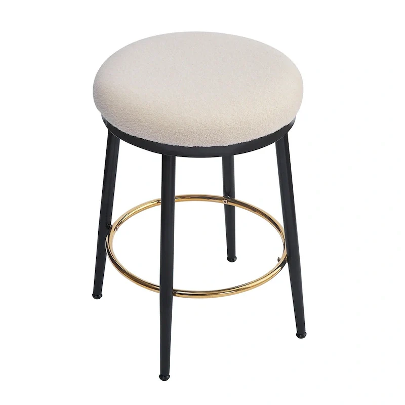 Altrium Modern Upholstered 24.75-Inch Round Backless Counter Stools with Iron Frame (Set of 4) by Christopher Knight Home