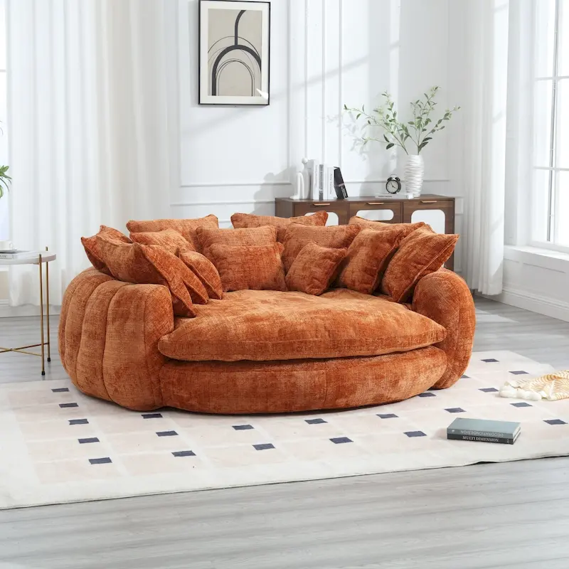 Orange / Beige / Emerald / Grey Chenille Floor Sofa Bed with Armrests, 1–2 Person