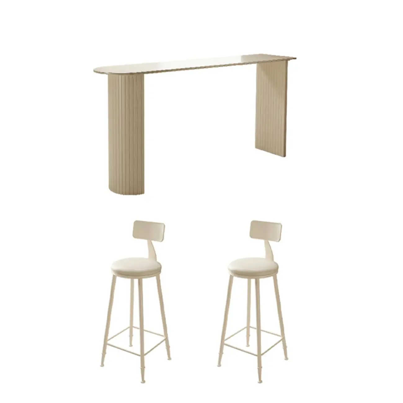 Modern White Free Form Bar Table Set with Cushioned Chair