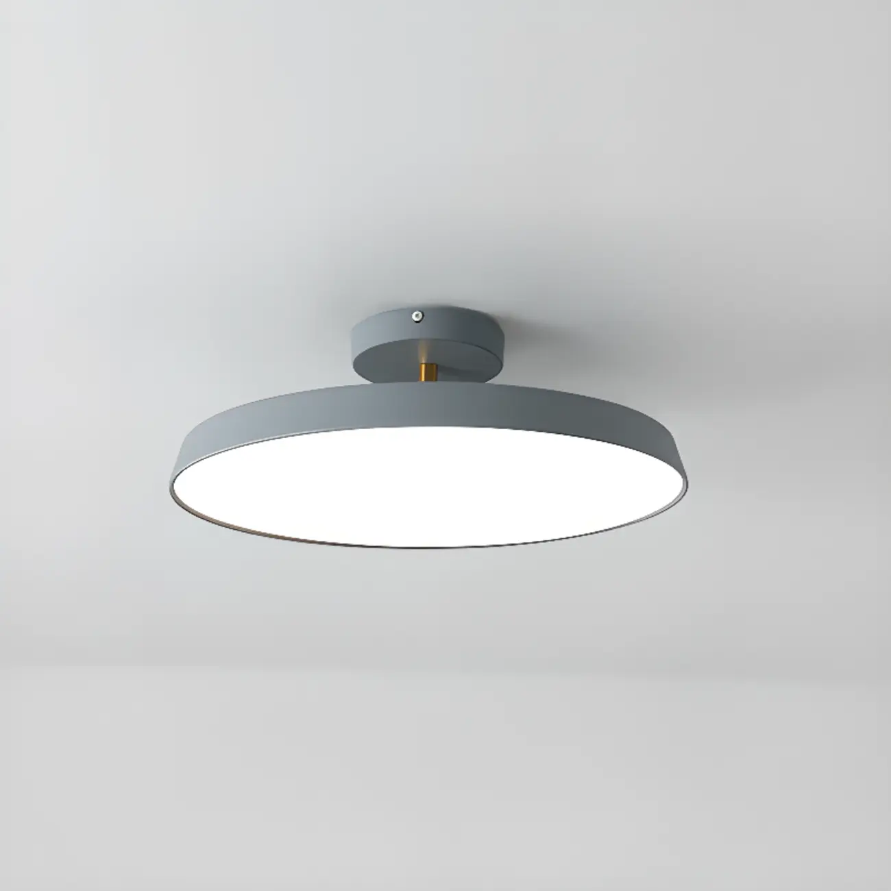 Modern Grey Round Dimmable Semi Flush LED Ceiling Light