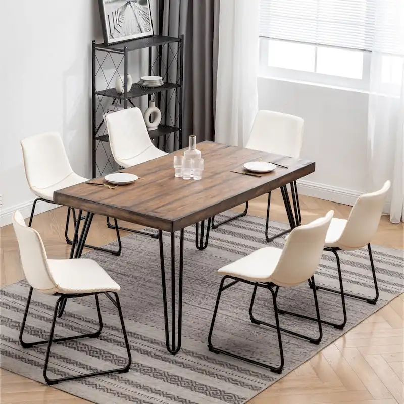 Roundhill Furniture Aryven Industrial 7-Piece Dining Set