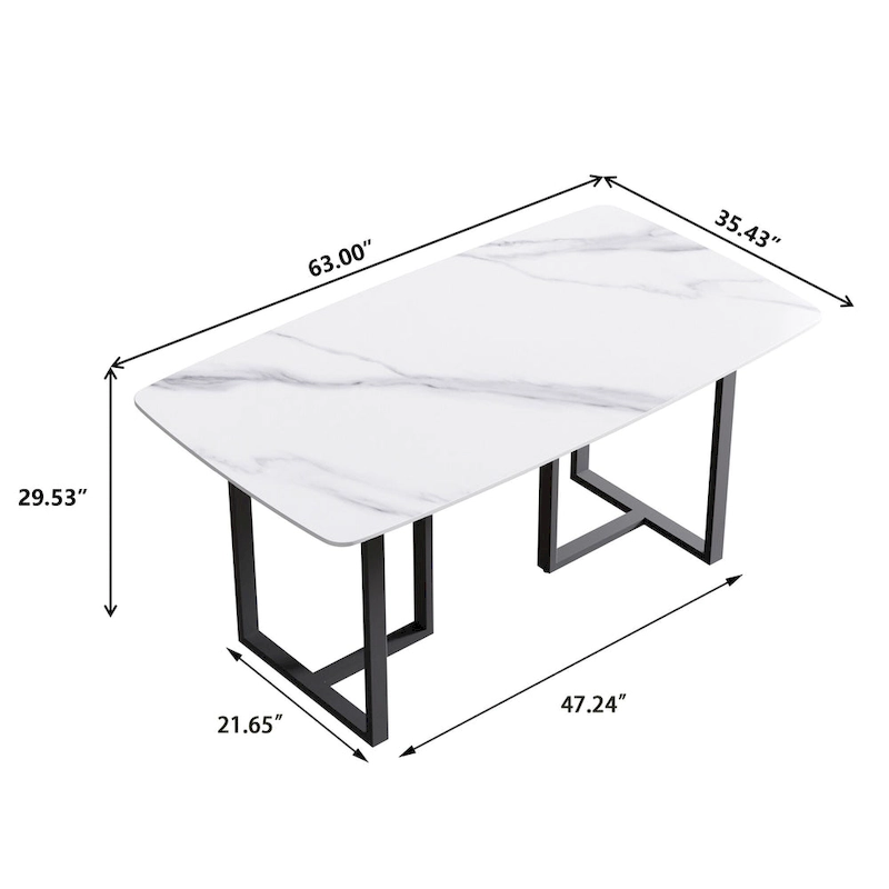 63 inch Modern White Rectangular Dining Table
