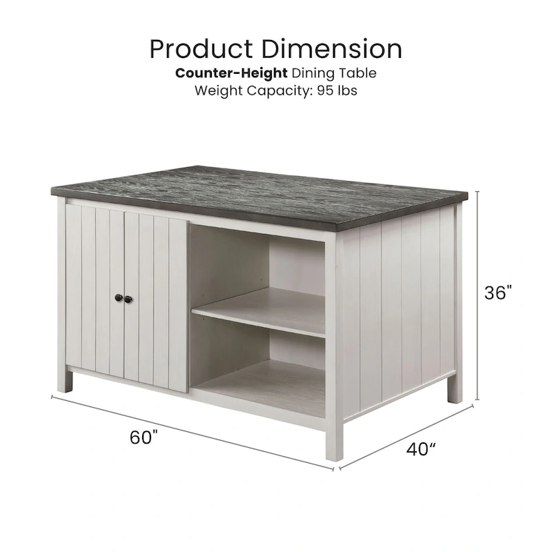 Hanto Transitional White Solid Wood Storage 7-Piece Counter Height Dining Set by Furniture of America