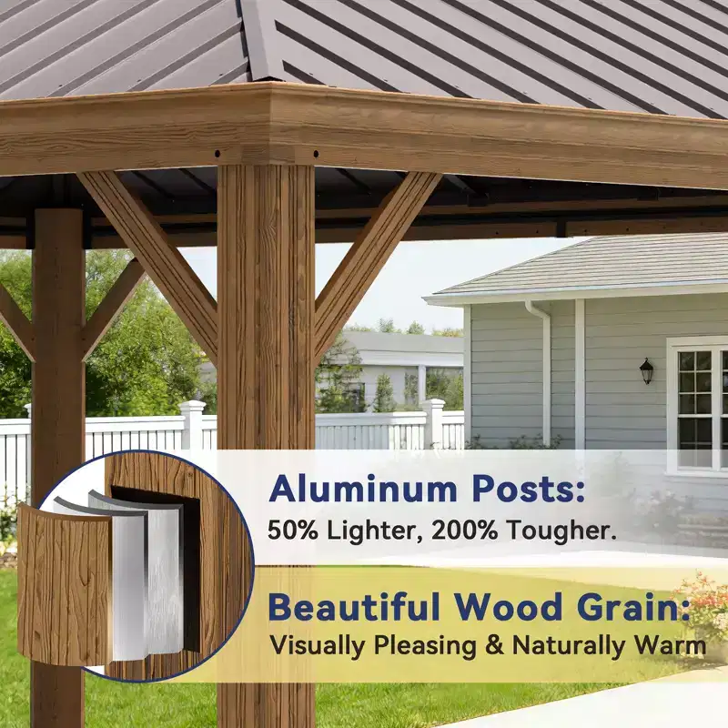 UPTIOT 20'x14' Heavy-Duty Aluminum Gazebo: 2100LBS Capacity, 54mph Windproof & Triple-Layer Curtain System