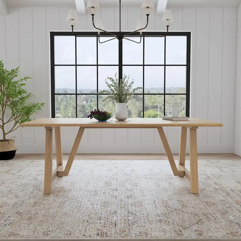 Trestle Brown Wood Dining Table - 82 x 30 x 38